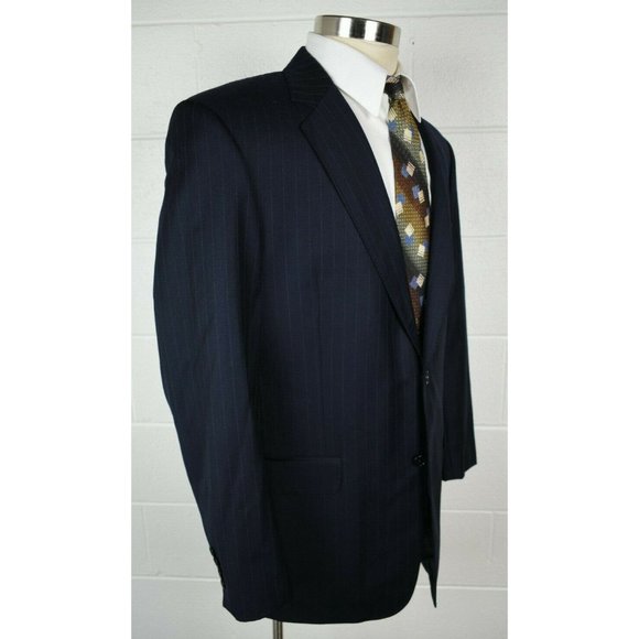 Mens Jos A Bank Signature Gold Sport Coat Jacket Pinstripe Wool 42L - Picture 3 of 9